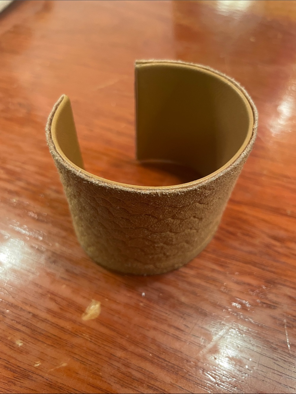 Wide Faux Suede Cuff Bracelet in Tan